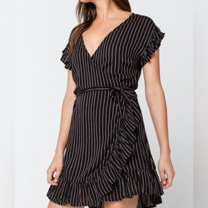 Billabong Black Striped Wrap Dress